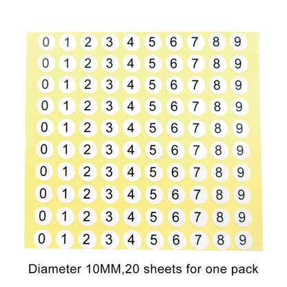 20 PCS Round Shape Number Sticker Shoe Size Label, Number 0-9, Number 0-9