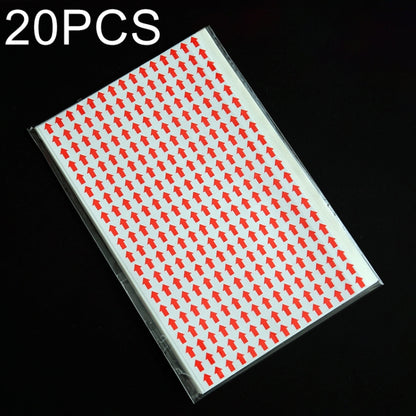 20 PCS Rectangle Shape Self-adhesive Arrow Rework Sticker Rework Label, Rectangle Shape