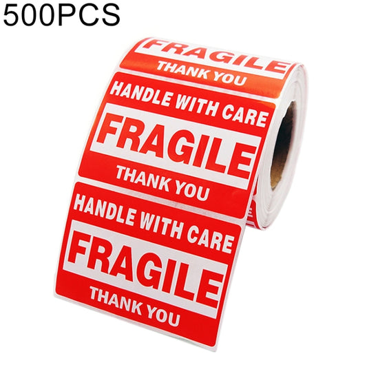 500 PCS Self-adhesive Outer Box English Warning Sticker Fragile Label, Size: 76x51mm, 76 x 51mm