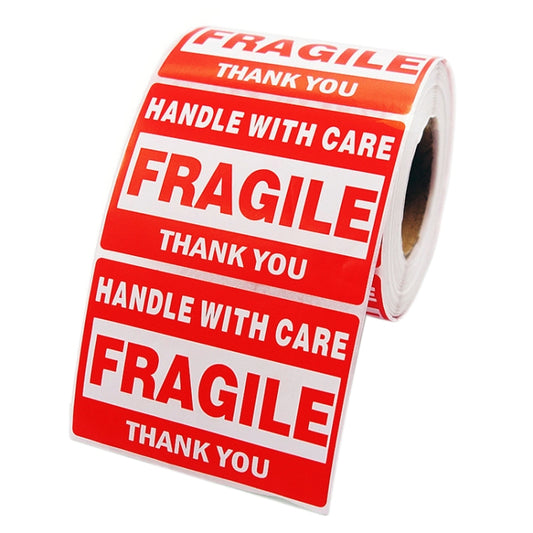 500 PCS Self-adhesive Outer Box English Warning Sticker Fragile Label, Size: 76x51mm, 76 x 51mm