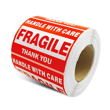 500 PCS Self-adhesive Outer Box English Warning Sticker Fragile Label, Size: 76x51mm, 76 x 51mm
