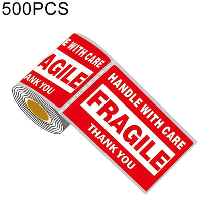 500 PCS Self-adhesive Outer Box English Warning Sticker Fragile Label, Size: 76x127mm, 76 x 127mm