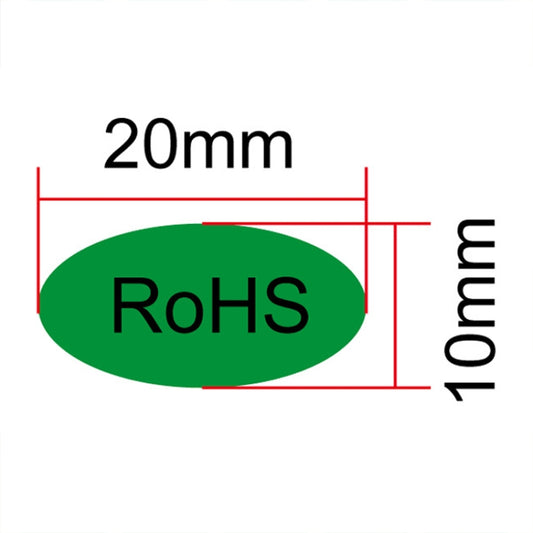 1000 PCS Oval Shape Self-adhesive RoHS Sticker RoHS Label, Size: 10x20mm, Size: 10x20mm