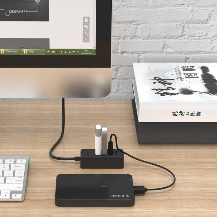 ORICO W5P-U3-100 4-Port USB 3.0 Desktop HUB with 100cm Micro USB Cable Power Supply, W5P-U3-100 Black