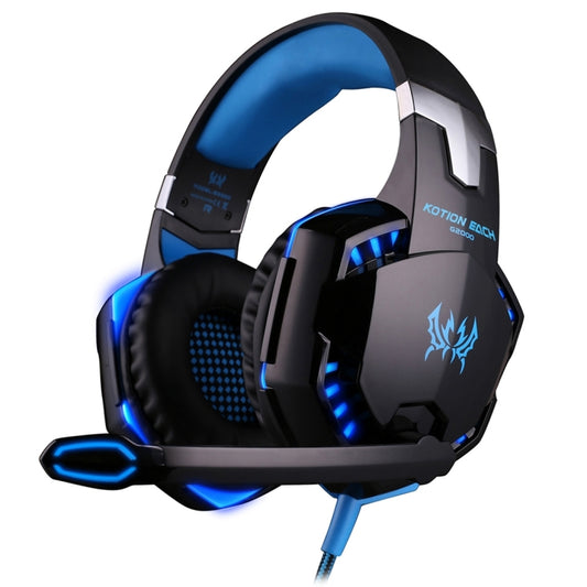 KOTION EACH G2000 Over-ear Game Gaming Headphone Headset Earphone Headband with Mic Stereo Bass LED Light for PC Gamer,Cable Length: About 2.2m(White + Red)