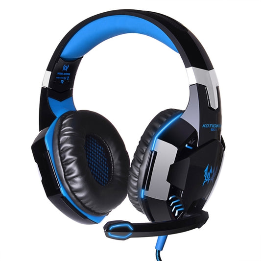 KOTION EACH G2000 Over-ear Game Gaming Headphone Headset Earphone Headband with Mic Stereo Bass LED Light for PC Gamer,Cable Length: About 2.2m(White + Red)