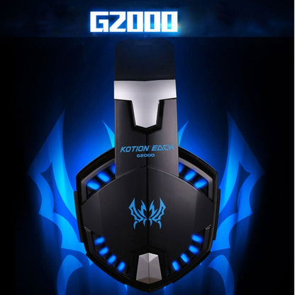 KOTION EACH G2000 Over-ear Game Gaming Headphone Headset Earphone Headband with Mic Stereo Bass LED Light for PC Gamer,Cable Length: About 2.2m(White + Red)