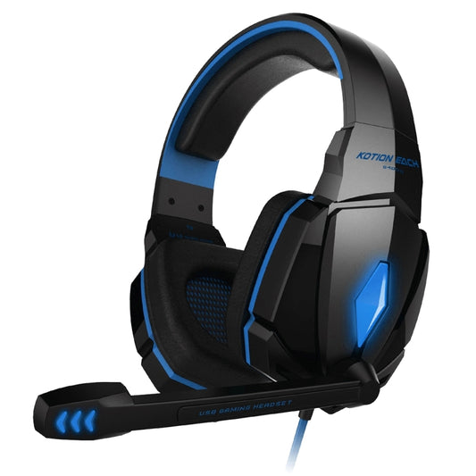 KOTION EACH G4000 Stereo Gaming Headphone Headset Headband with Mic Volume Control LED Light for PC Gamer,Cable Length: About 2.2m(White + Red)