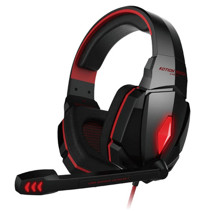 KOTION EACH G4000 Stereo Gaming Headphone Headset Headband with Mic Volume Control LED Light for PC Gamer,Cable Length: About 2.2m(White + Red)