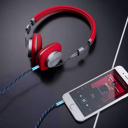 EMK 3.5mm Male to Male Grid Nylon Braided Audio Cable for Speaker / Notebooks / Headphone, Length: 0.5m