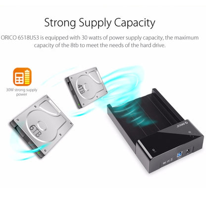 ORICO 6518US3 USB 3.0 Type-B 2.5 / 3.5 inch Tool Free HDD Docking Station External Storage Enclosure Hard Disk Box