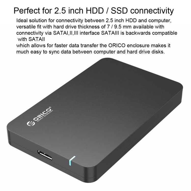 ORICO 2569S3 USB3.0 Micro-B External Hard Disk Box Storage Case for 9.5mm 2.5 inch SATA HDD / SSD