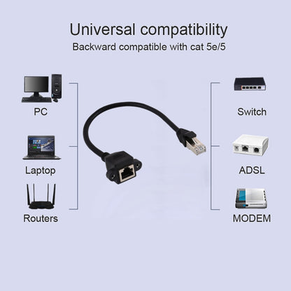 RJ45 Female to Male CAT5E Network Panel Mount Screw Lock Extension Cable, Length: 1m, 1m