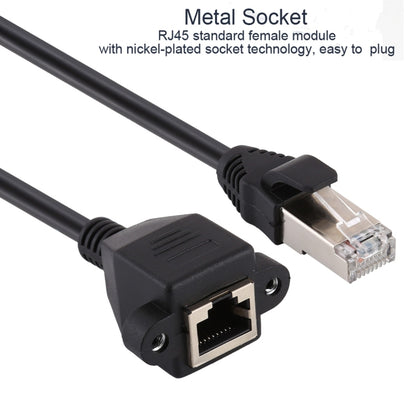 RJ45 Female to Male CAT5E Network Panel Mount Screw Lock Extension Cable, Length: 3m, 3m