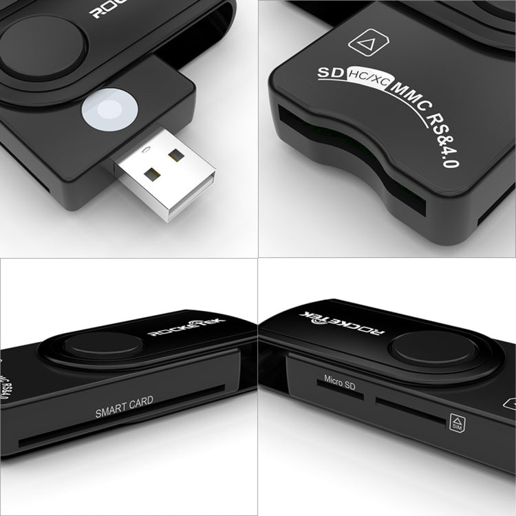 ROCKETEK CR310 USB 3.0 + carte TF + carte SD + carte SIM + carte à puce lecteur de carte multifonction, USB 3.0