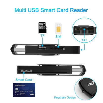 ROCKETEK CR310 USB 3.0 + carte TF + carte SD + carte SIM + carte à puce lecteur de carte multifonction, USB 3.0