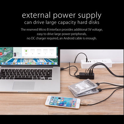 ORICO W5P-U2-100 USB 2.0 Desktop HUB with 100cm Micro USB Cable Power Supply, W5P-U2-100 Black