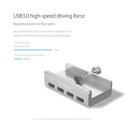 ORICO MH4PU Aluminum Alloy 4 Ports USB 3.0 Clip-type HUB with 1m USB Cable, Clip Width Range: 10-32mm(Black), MH4PU(Black), MH4PU(Silver)