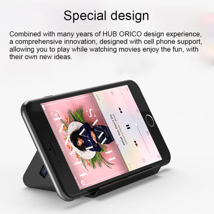 ORICO SHC-U3 ABS Material Desktop 4 Ports USB 3.0 HUB with Phone / Tablet Holder & 1m USB Cable & LED Indicator, SHC-U3