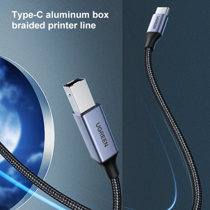 Ugreen Type-C / USB-C to Type-B Printer Nylon Braid Connect Data Cable, Length: 3m, Length: 3m