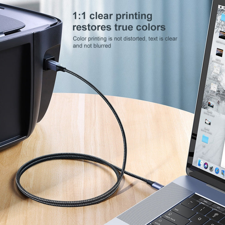 Ugreen Type-C / USB-C to Type-B Printer Nylon Braid Connect Data Cable, Length: 3m, Length: 3m