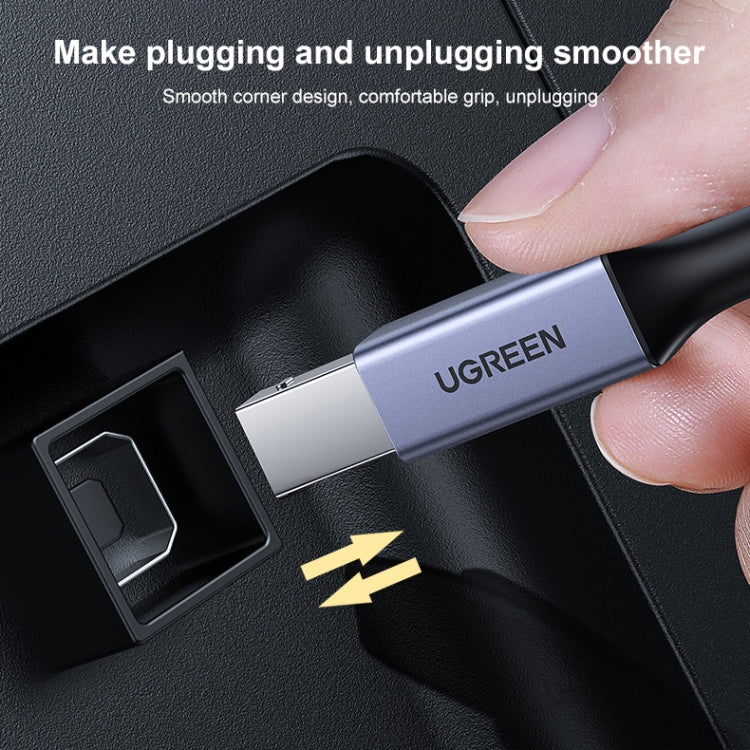 Ugreen Type-C / USB-C to Type-B Printer Nylon Braid Connect Data Cable, Length: 3m, Length: 3m