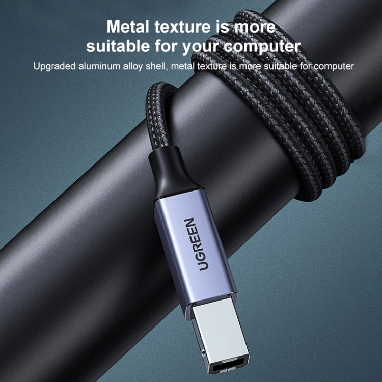 Ugreen Type-C / USB-C to Type-B Printer Nylon Braid Connect Data Cable, Length: 3m, Length: 3m