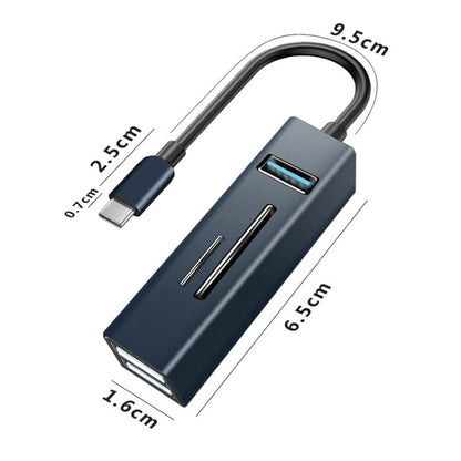 15102 5 in 1 USB-C / Type-C to USB3.0 + SD / TF Card Reader HUB Adapter, Type-C