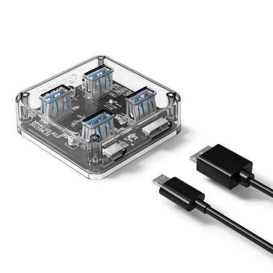 ORICO MH4U-30 USB 3.0 Transparent Desktop HUB with 30cm Micro USB Cable, MH4U-30