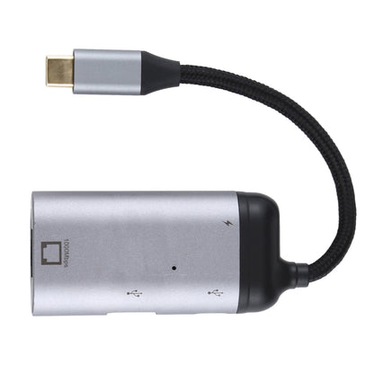 Type-C / USB-C Male to RJ45 Female  + Type-C / USB-C Female + USB Female Adapter Converter, RJ45 + Type-C + USB Female