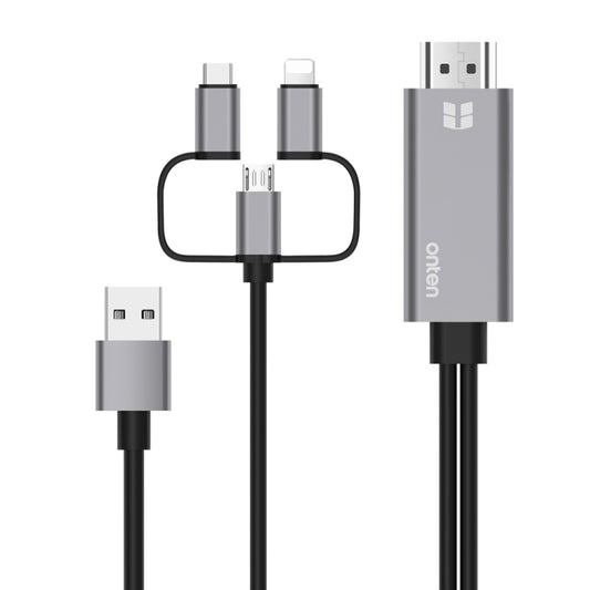 Câble adaptateur lecteur écran mobile HD 1080P 3 en 1 Onten OTN-7537A, OTN-7537A