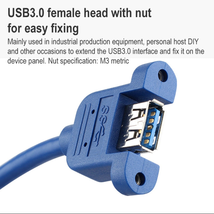 USB 3.0 Male to Female Extension Cable with Screw Nut, Cable Length: 30cm, 30cm