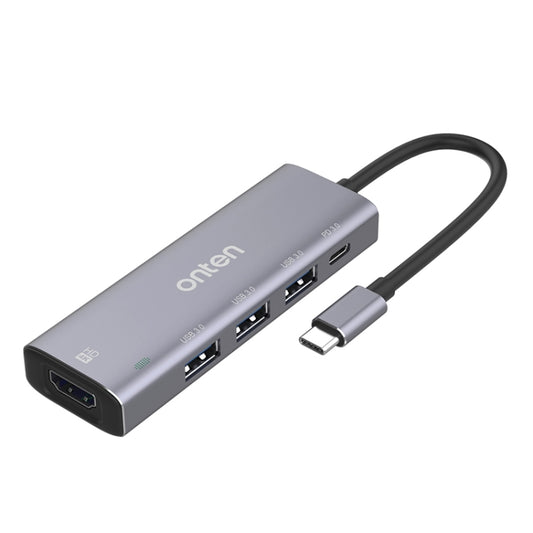 Station d'accueil multifonctionnelle 5 en 1 Onten OT-95123 Type-C + USB + HDMI, longueur de câble : 145 mm