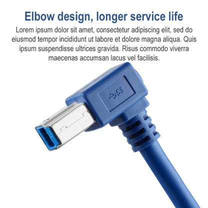 USB 3.0 A Male to Right 90 Degrees Angle USB 3.0 Type-B Male High Speed Printer Cable, Cable Length: 2m, 2m