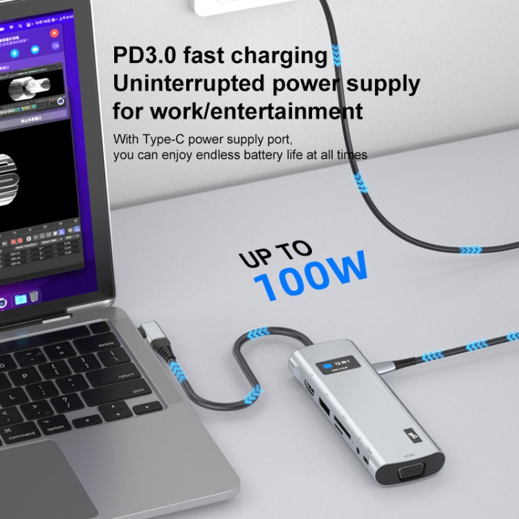Z261 12 in 1 Elbow USB-C/Type-C to USB MST Smart Docking Station HUB Adapter, Z261