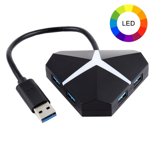 5Gbps Super Speed 4 Ports USB 3.0 HUB Adapter, Cable Length: about 20cm, USB 3.0 HUB (Black)