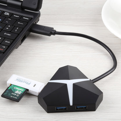 5Gbps Super Speed 4 Ports USB 3.0 HUB Adapter, Cable Length: about 20cm, USB 3.0 HUB (Black)