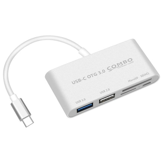 COMBO T-693 Hub USB OTG 5-en-1 USB-C / Type-C vers emplacements pour cartes SD / TF / Micro SD + ports USB 3.0 + USB 2.0