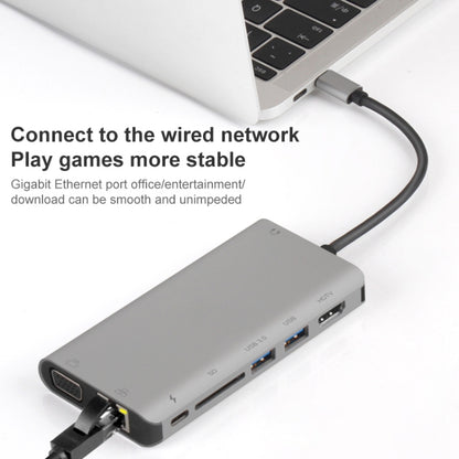 Onten 9591BD 8 in 1 USB-C / Type-C to PD USB-C / Type-C Charging + Gigabit Ethernet + Dual USB 3.0 + HDMI + VGA + SD Card Slot + 3.5mm AUX HUB, 9591BD Grey, 9591BD Silver