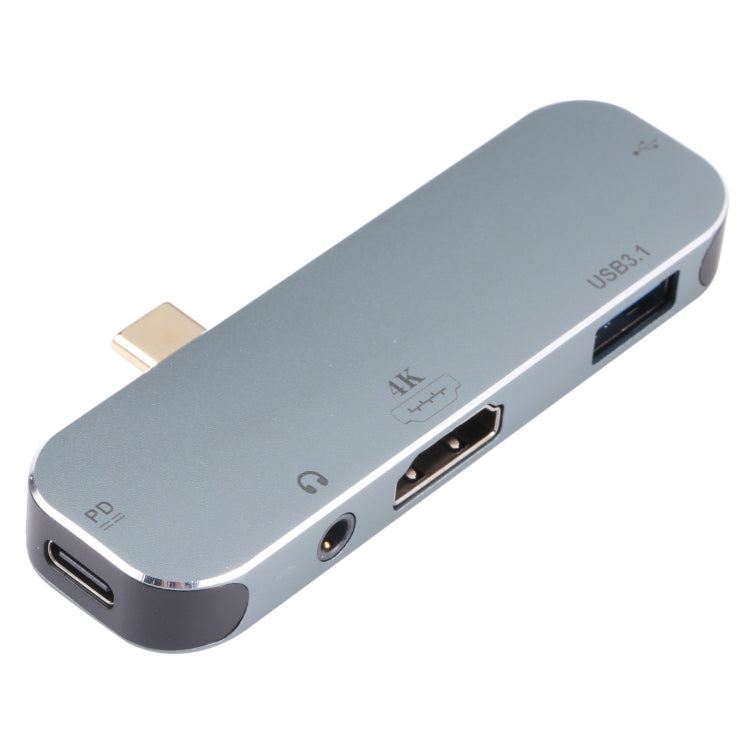 5 in 1 USB-C / Type-C Male to PD USB-C / Type-C Charging + 3.5mm AUX + 4K HDMI + USB 3.1 + USB Female Adapter, 4K HDMI