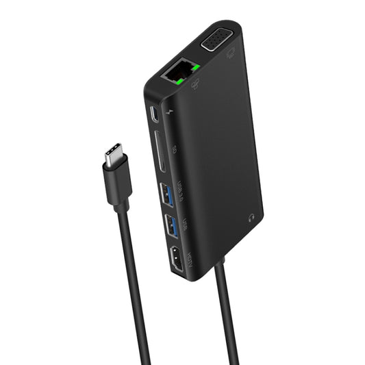 Onten 9591BD 8 in 1 USB-C / Type-C to PD USB-C / Type-C Charging + 100M Ethernet Port + Dual USB 3.0 + HDMI + VGA + SD Card Slot + 3.5mm AUX HUB, 9591BD Black 100M Ethernet Port, 9591BD Grey 100M Ethernet Port, 9591BD Silver 100M Ethernet Port