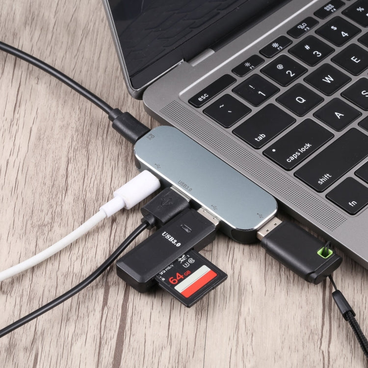5 in 1 USB-C / Type-C Male to Dual USB-C / Type-C + Dual USB + USB 3.0 Female Adapter, Dual USB-C / Type-C + Dual USB