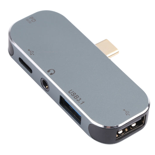 5 in 1 USB-C / Type-C Male to Dual USB-C / Type-C + 3.5mm AUX + USB 3.1 + USB Female Adapter, Dual USB-C / Type-C + 3.5mm AUX