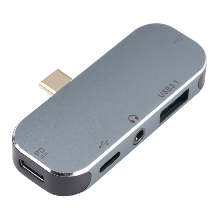 5 in 1 USB-C / Type-C Male to Dual USB-C / Type-C + 3.5mm AUX + USB 3.1 + USB Female Adapter, Dual USB-C / Type-C + 3.5mm AUX
