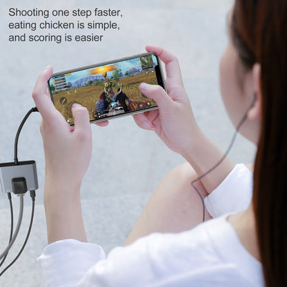 NK-1056 3 in 1 8 Pin Male to 8 Pin Charging + RJ45 Ethernet + 3.5mm Earphone Female Adapter, NK-1056