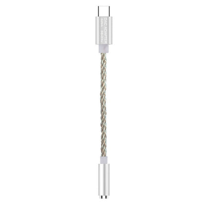 TA12-R2 USB-C / Type-C Male to 3.5mm Audio Female Single Crystal Copper Braid Earphone Adapter, Black Grey, Grey, Copper + Silver, Silver