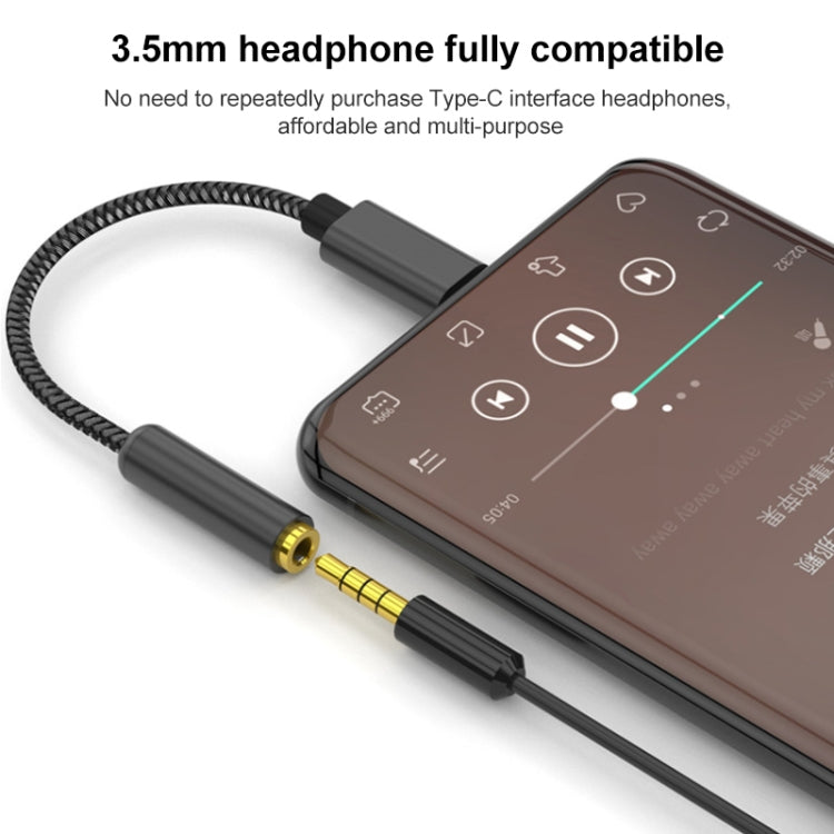 TA12-R2 USB-C / Type-C Male to 3.5mm Audio Female Single Crystal Copper Braid Earphone Adapter, Black Grey, Grey, Copper + Silver, Silver