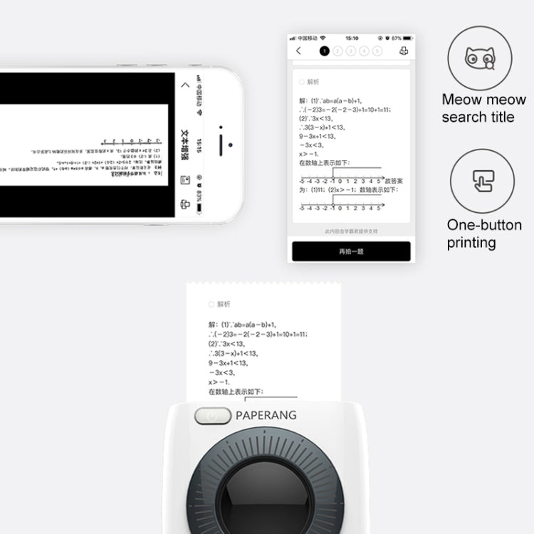 PAPERANG P2 Portable Bluetooth Printer Thermal Photo Phone Wireless Connection Printer, P2 White