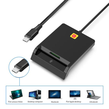 Lecteur de cartes CAC intelligent Rcoketek CR301 de type C, lecteur de cartes bancaires, de cartes SIM et de taxes USB 2.0, type C