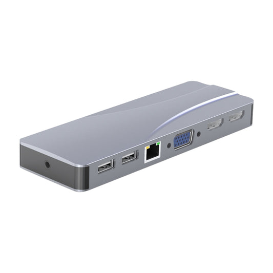 Adaptateur HUB Rocketek HC452 Type-C vers 100M RJ45 + HDMI+VGA 14 en 1